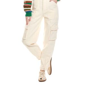 Mother Curbside Cargo Flood Jeans in Eggnog